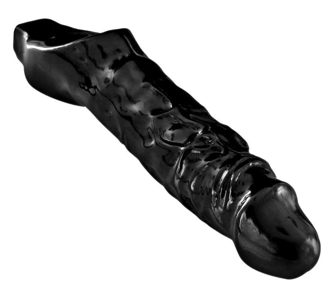XR Brands Mamba Hollow Penis Extender, Sensation Nodes, Negro