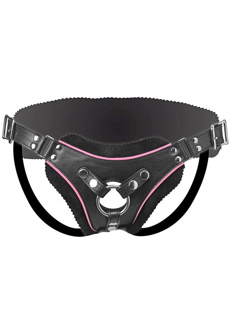 XR Brands Flamingo Low-Rise Strap-On Harness, Rosa, Ajustable