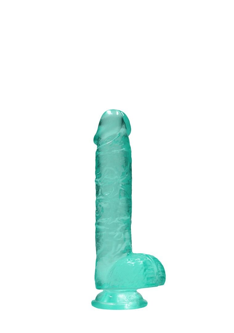 RealRock by Shots Dildo Transparente Crystal Clear Turquesa 15cm