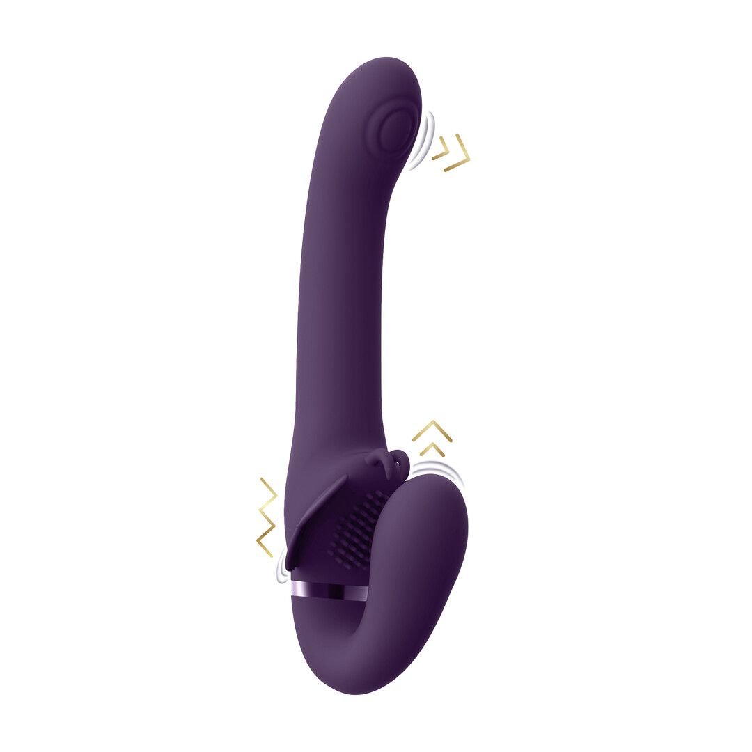 VIVE Satu Strap-On vibrador sin correas, púrpura, tres motores