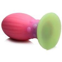 XR Brands Xeno Egg Dildo Brillo-en-Oscuridad Rosa, Silicona XL, imagen 5