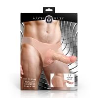 XR Brands Curved Hollow Silicone Strap-On Harness, 19 cm, Cabeza Rosa, imagen 3