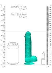 RealRock by Shots Dildo Transparente Crystal Clear Turquesa 15cm, imagen 5