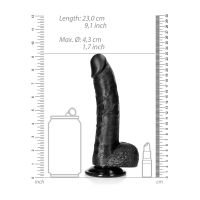 RealRock Dildo Curvado Negro Testículos 21cm, imagen 5