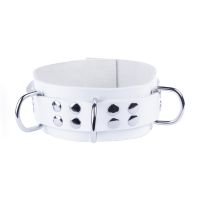 Red Leather collar ultra band blanco