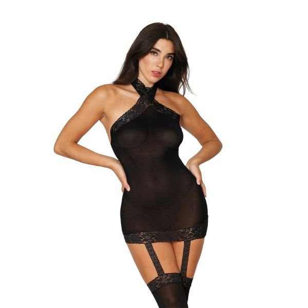 Vestido Dreamgirl Garter Transparente con Calcetines Incorporados