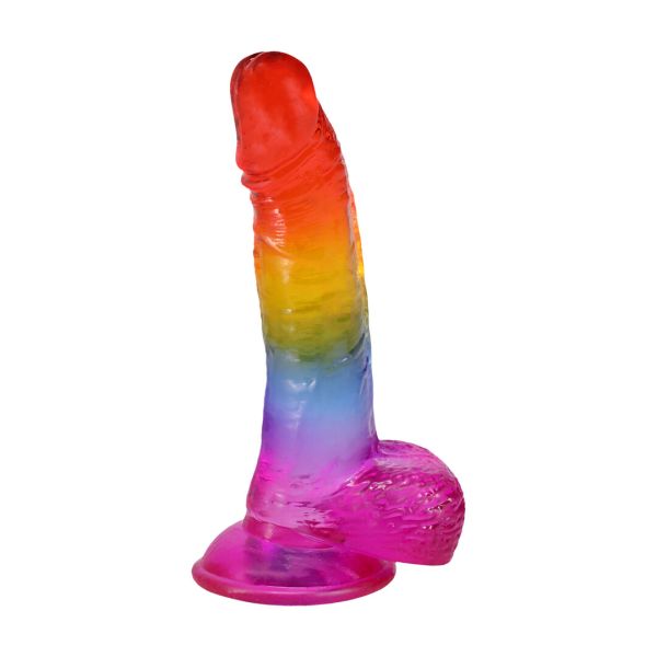 Dildo flexible de cristal arcoíris Doc Johnson