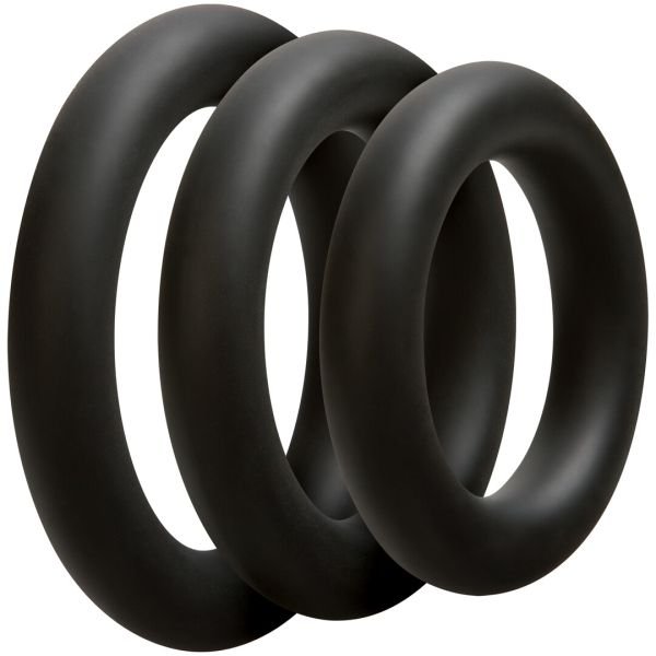 Set de cockrings gruesos Doc Johnson OptiMALE negro de tres silicona