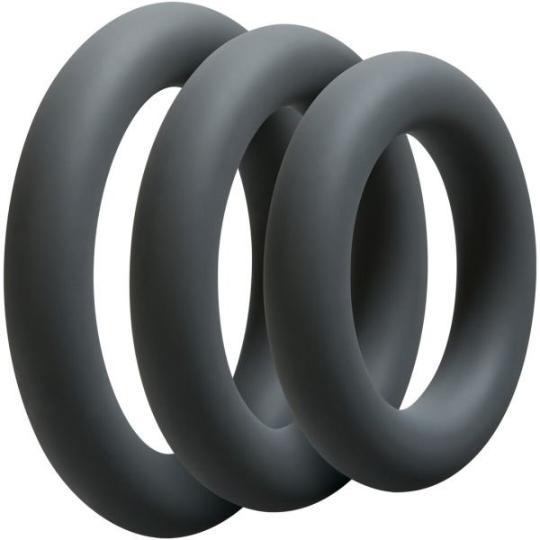 Doc Johnson OptiMALE Thick Ring Set Three Grey Silicone