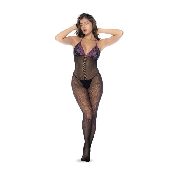Body de malla Mapalé con copas de encaje y halter