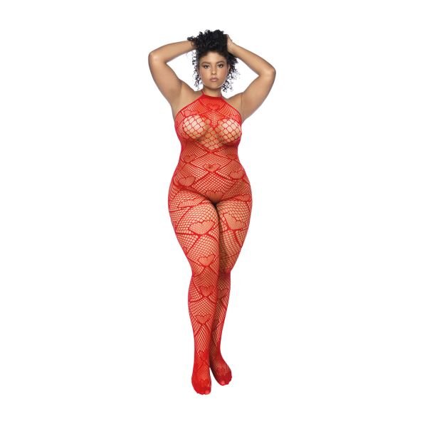 Body de malla Mapalé con patrón de corazón y cristales