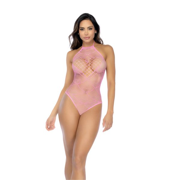 Body de malla de patrón corazón Mapalé fucsia