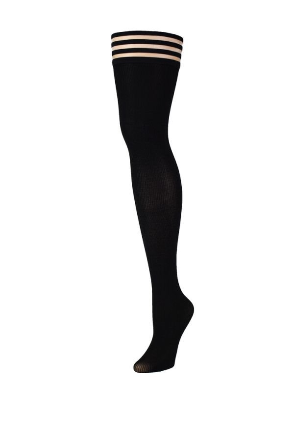 Media alta Kix'ies Dana Lynn ribbed con banda sin deslizamiento, talla A, negro