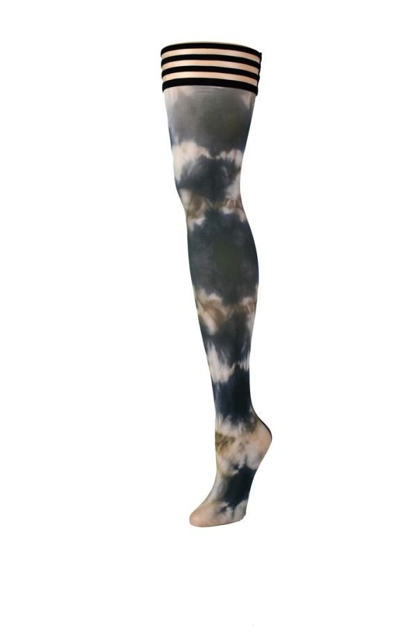 Medias muslo Kix'ies Mackenzie tie-dye, negro blanco gris