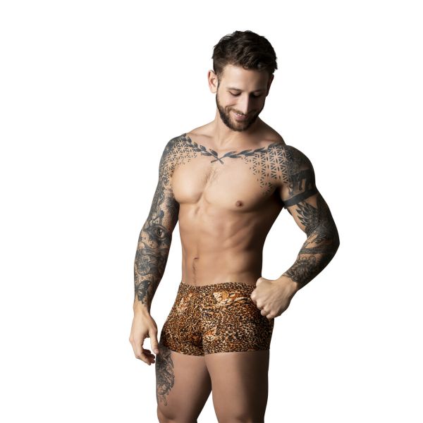 Male Power Short con Estampado Leopardo y Cockring
