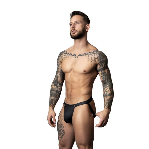 Male Power Jockstrap Snap-Off Negro con Snaps