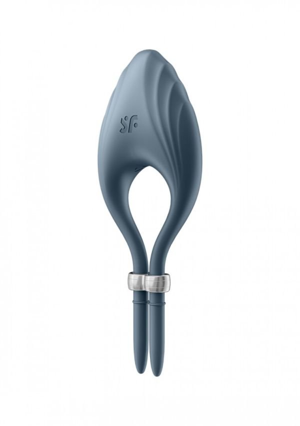 Cockring Duelist Satisfyer ajustable con costillas azul oscuro