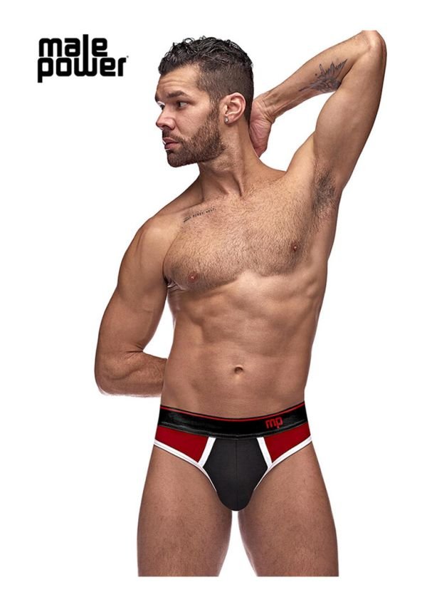Male Power Tanga Tableta con Panel Azul Negro/Rojo