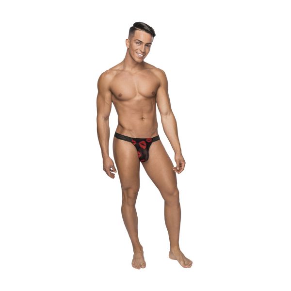 Male Power Micro Tanga Negra con Anillo Rojo