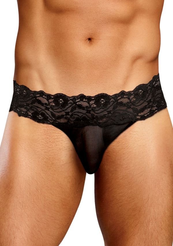 Male Power Micro Tanga con Espalda de Encaje Floral