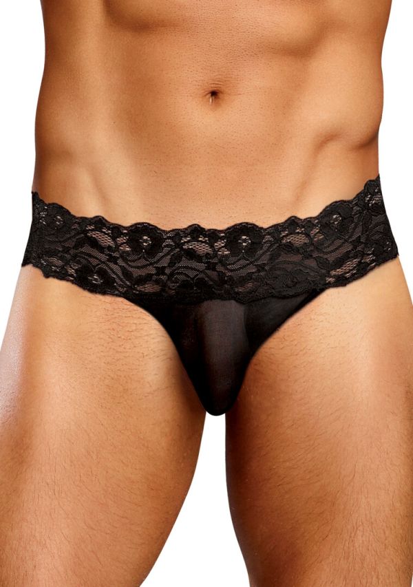 Male Power Micro Tanga con Espalda de Encaje Floral