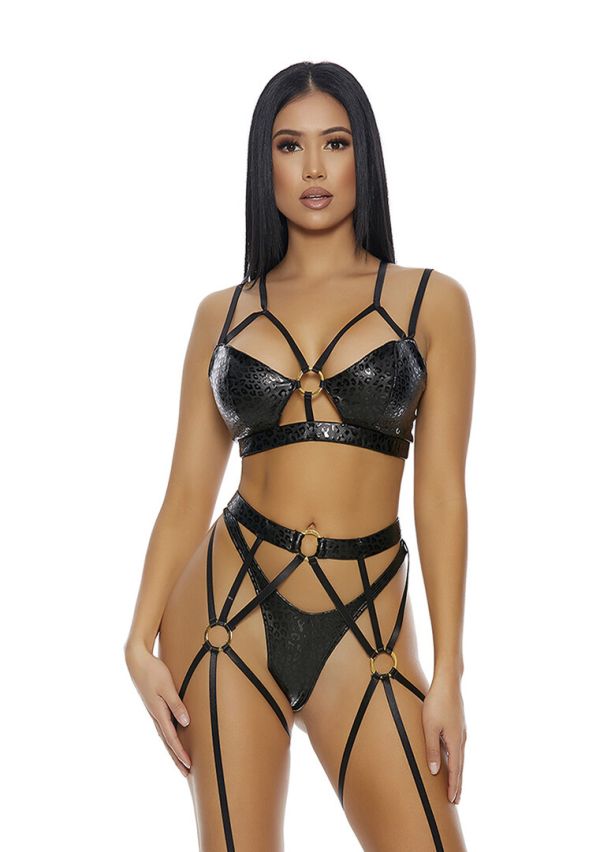 Conjunto Bra Cuero Sintético Guepardo Forplay