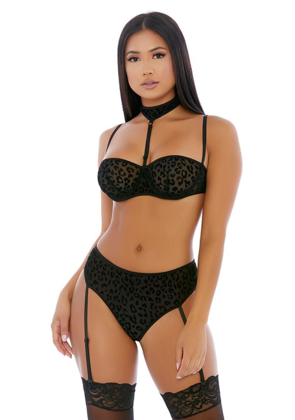 Forplay Conjunto malla guepardo con collar choker