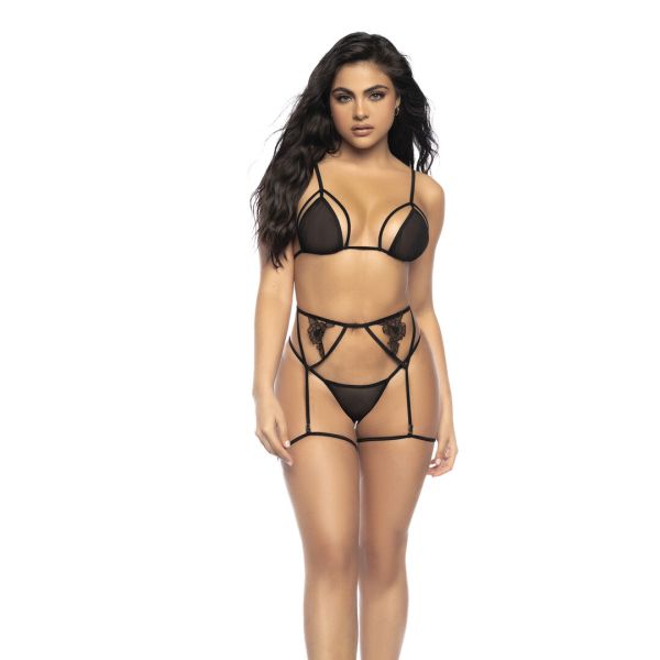 Conjunto Tres Piezas Mapalé Malla Semitransparente Liga S/M