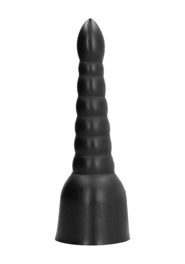 All Black Dildo Cónico Invertido Acanalado 34 cm