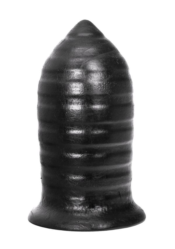 All Black Plug Anal Acanalado 16 cm Texturizado
