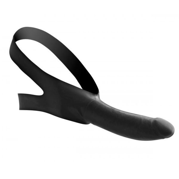 Arnés látex XR Brands dildo follador cara