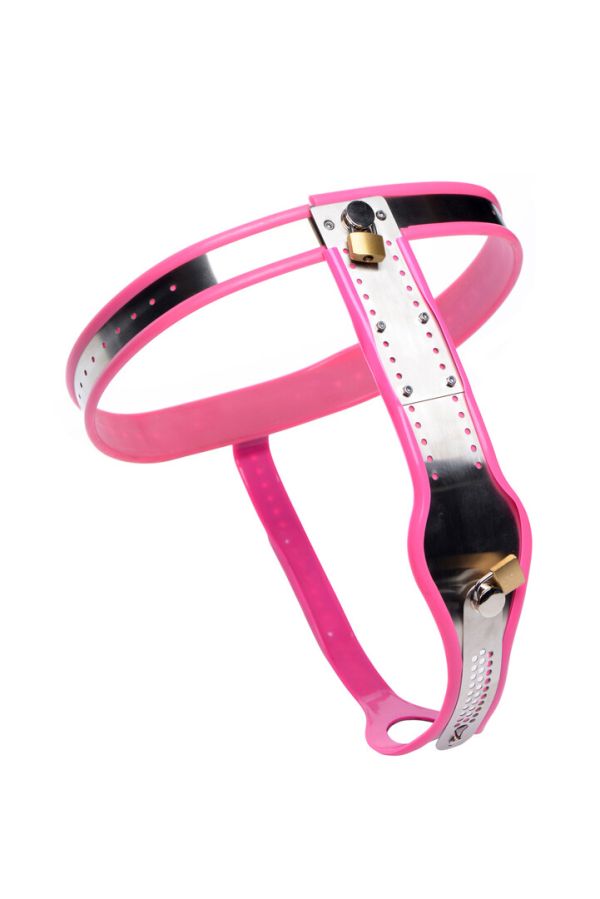 XR Cinturón de castidad femenino acero inoxidable rosa
