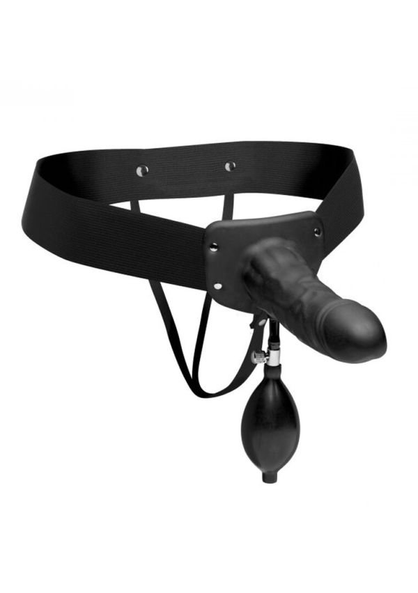 XR Brands Pumper Inflatable Hollow Strap-On, Pump Bulb, Silicona