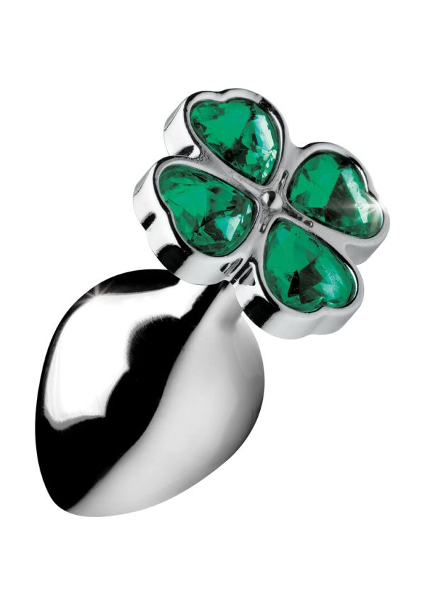 Plug anal de metal XR Brands Lucky Clover, mediano