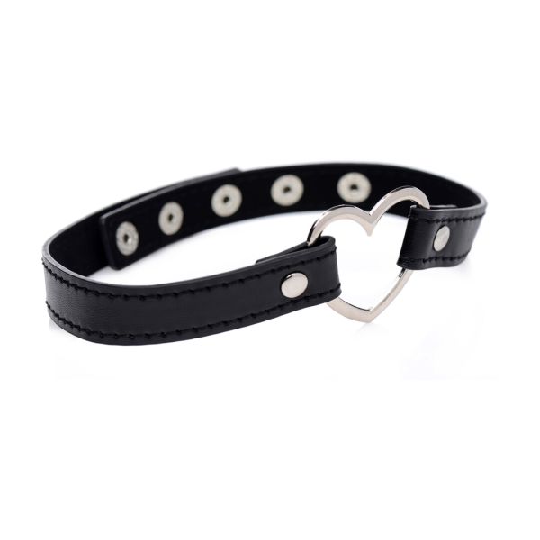 XR Brands Choker Corazón Oscuro Cuero Vegano Negro