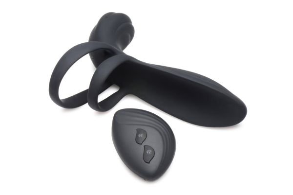 Funda de pene silicona vibración XR Brands control remoto dual motor