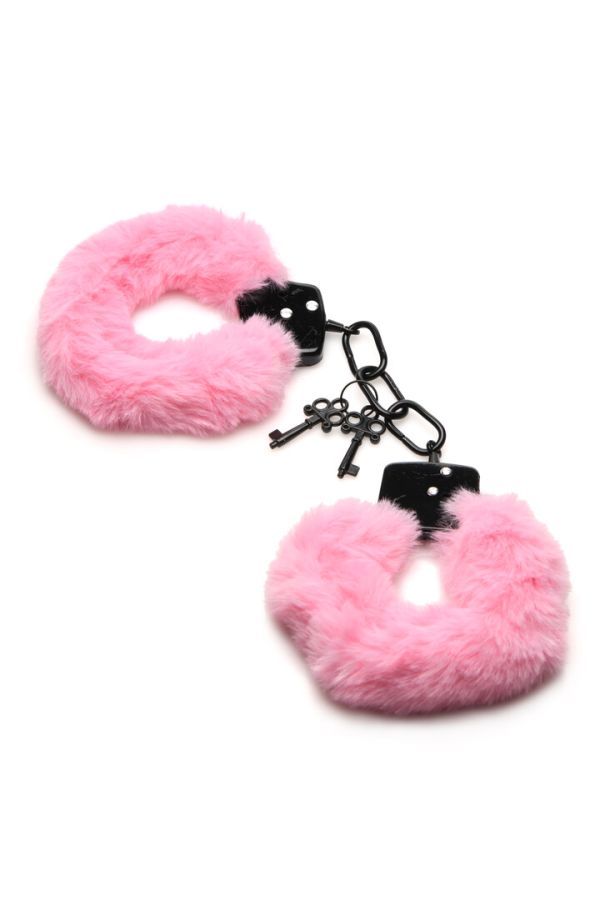 Esposas de metal forradas rosa XR Brands con liberación rápida