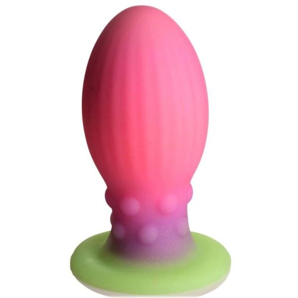 XR Brands Xeno Egg Dildo Brillo-en-Oscuridad Rosa, Silicona XL