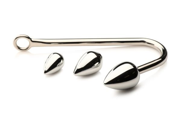 Anal Hook Trainer with Three Plugs Steel