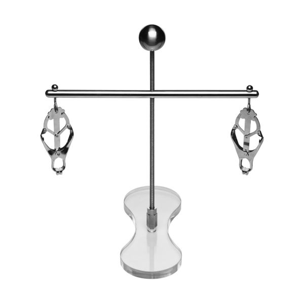 Pinzas para pezones con soporte XR Brands Tower of Pain, ajustables