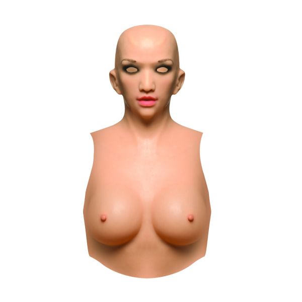 Traje de muñeca de silicona XR Brands con senos tipo C y rostro realista
