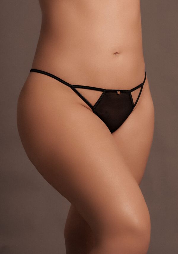 Tanga de tul Le Désir Julie sugestiva con acceso, Reina, negro