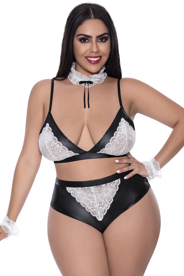 Bralette Magic Silk Collar Negro Blanco