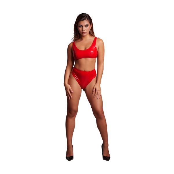 Set Le Désir Vixen top costura aspecto mojado y tanga rojo
