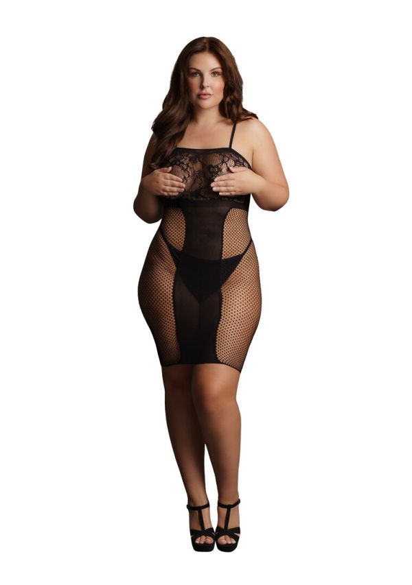 Vestido rodilla Le Désir escote profundo-V y red