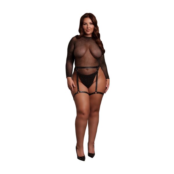 Bodystocking Abierto Trasero Brillo Le Désir con Jarreteros