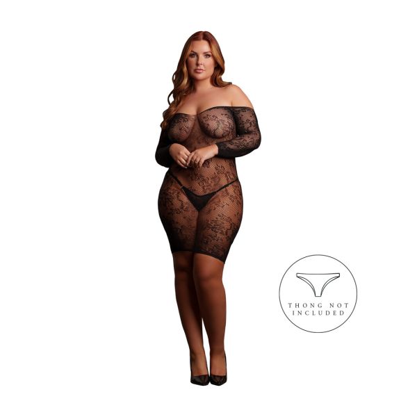 Vestido mini de encaje Matilda Le Désir fuera del hombro negro