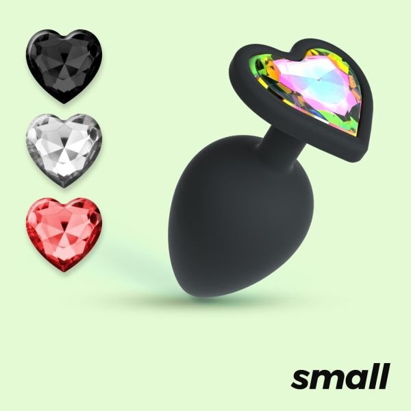 Crushious Cuore Small Black Anal Plug Jeweled