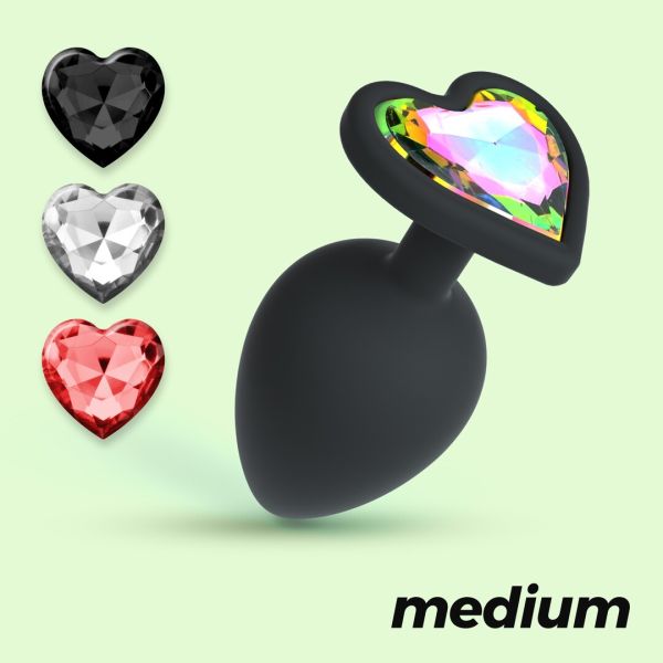Crushious Cuore Plug anal con joyas intercambiables, tamaño medio