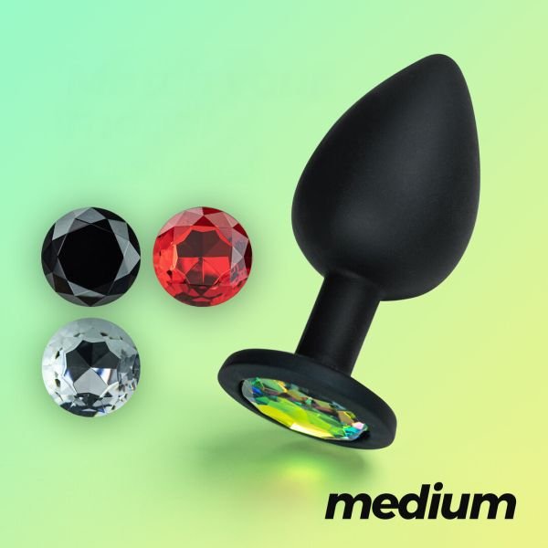 Crushious Camileo Medio Negro Plug Anal con Joyas